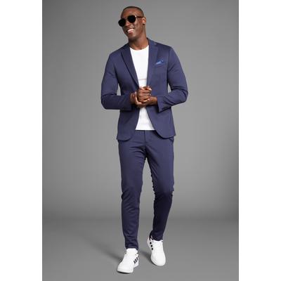 Anzug BRUNO BANANI "Jersey", Herren, Gr. 52, N + U Gr, blau (marine), Jersey, Obermaterial: 60% Polyester, 35% Viskose, 5% Elasthan. Futter: 100% Polyester, normal, Anzüge, elastische Qualität, Topseller