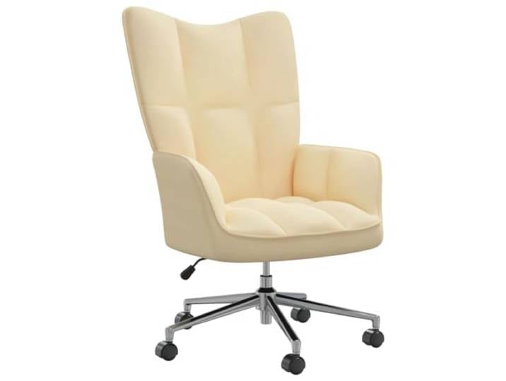 vidaXL Relaxsessel mit Rollen Drehbar Höhenverstellbar Fernsehsessel Polstersessel Polsterstuhl Relaxstuhl Sessel Ohrensessel Wohnzimmer Cremeweiß Samt