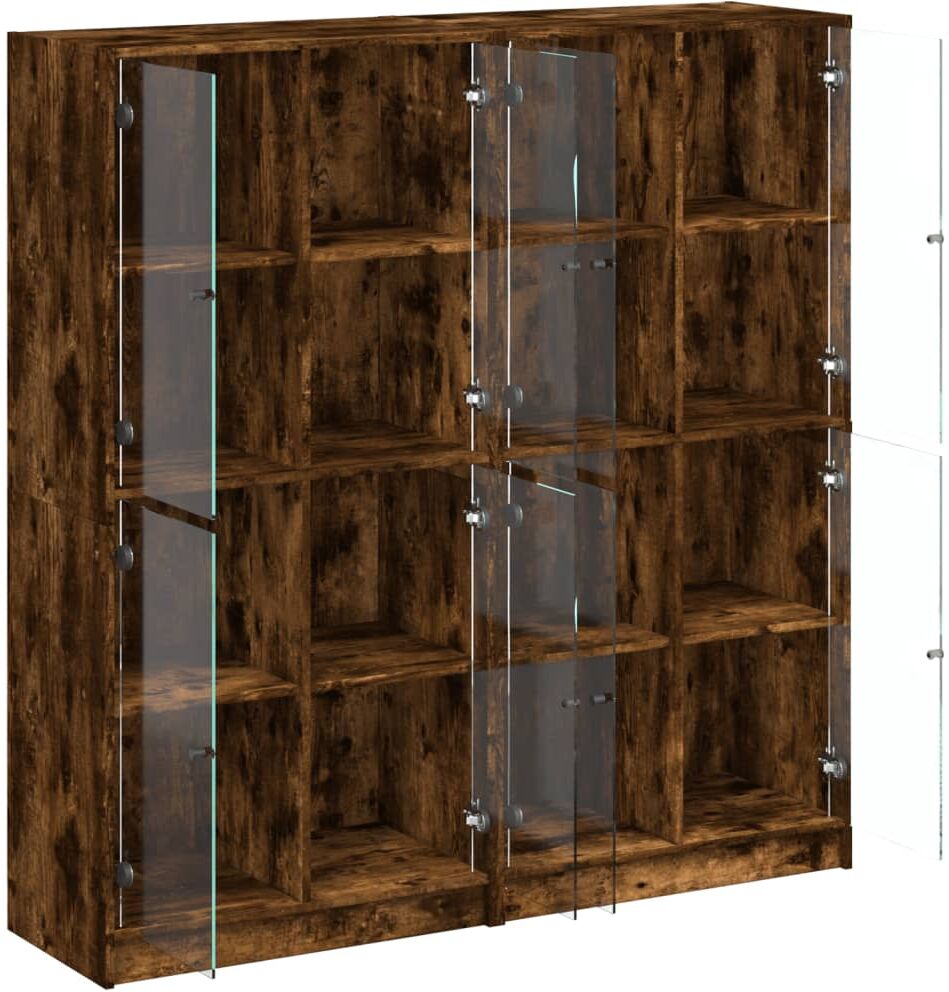 vidaXL Bibliothèque avec portes chêne fumé 136x37x142 cm