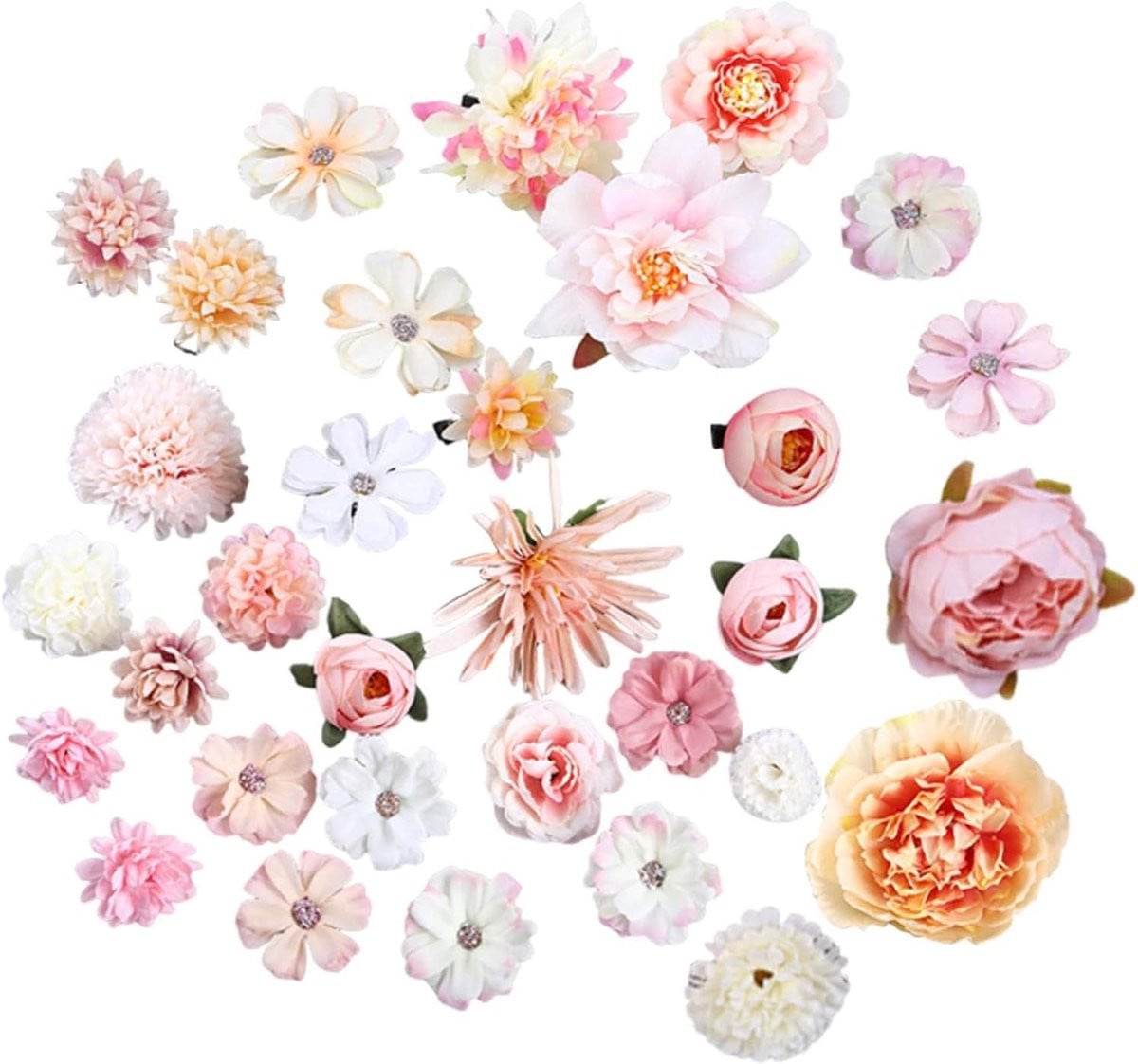 32 stuks Kunstbloemkoppen Mini Decoratie Roze