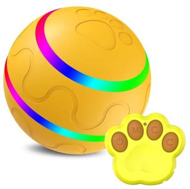 Inspire Curations Waterproof Interactive Dog Ball With Remote Control, Rolling And Jumping Play yellow