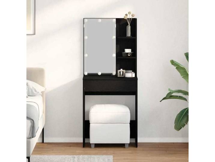 Coiffeuse avec Miroir et LED 60 x 40 x 140 cm Chêne en Bois d'Ingénierie