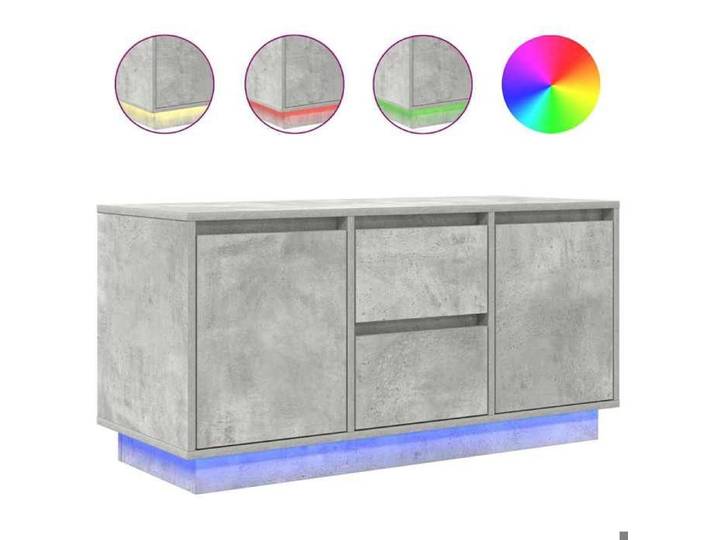 949204& Table de Télévision/multimédia - Meuble TV - avec lumières LED gris béton 100x41x50 cm