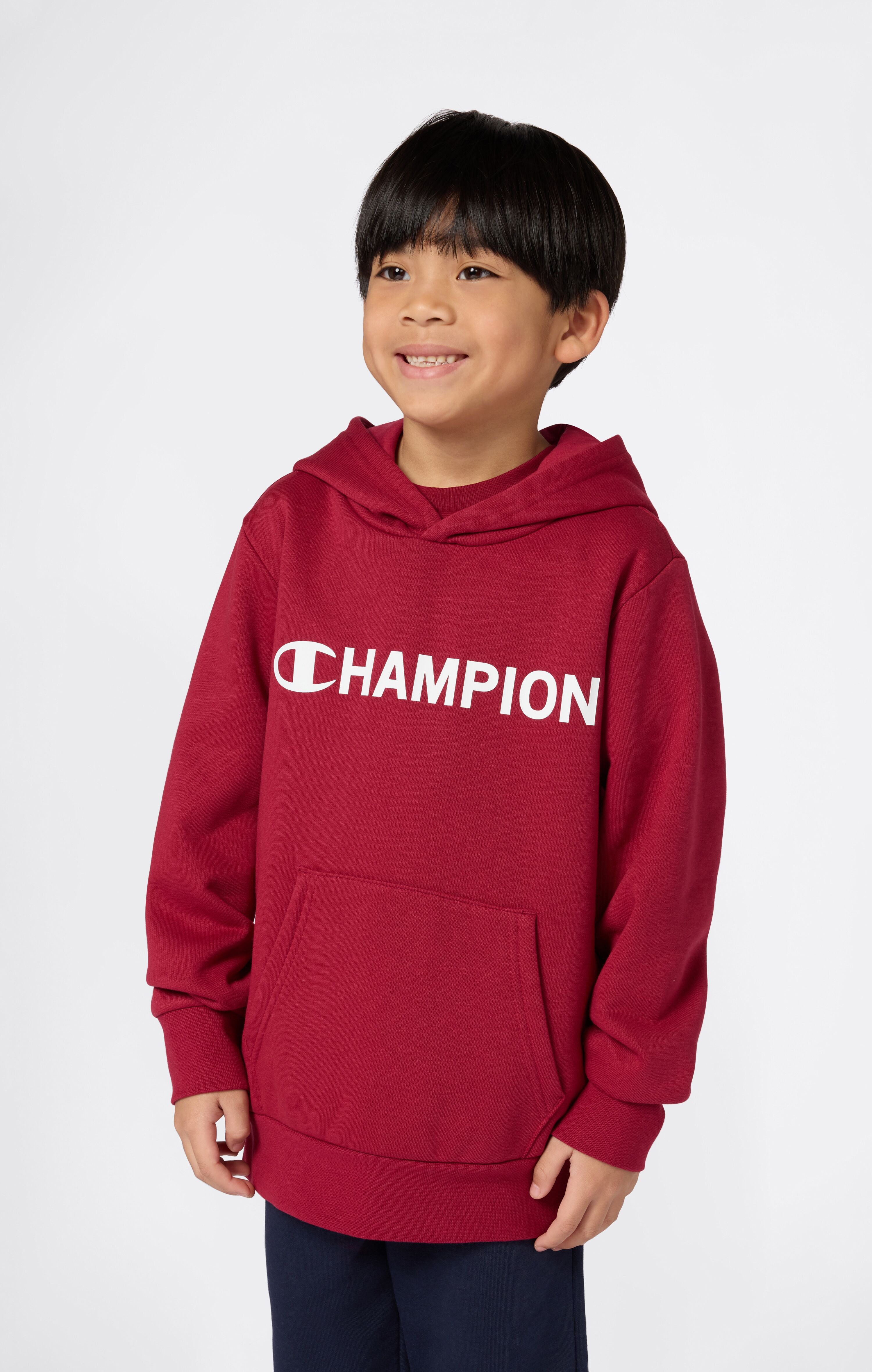 Kapuzensweatshirt CHAMPION "SPORTWEAR HOODIE Standard Fit", Mädchen, Gr. XXL (176), rot (din), Obermaterial: 54% Baumwolle, 46% Polyester, Sweatshirts Kapuzensweatshirt, für Kinder und Jugendliche, mit sportlichem Stil, Langarmdesign din XXL (176)