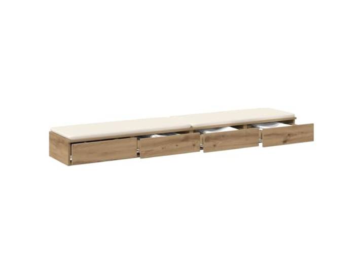 KTHLBRH Bettkasten Eiche Handwerk 200 x 36,5 x 16,5 cm 4 Schubladen mit Drucköffnung, Sitz oder Stufe, Sperrholz, maximale Belastung 100 kg