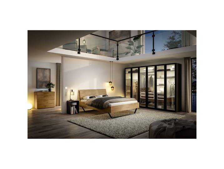 Hasena Bett Cadro 160x200 Wildeiche/ schwarz - Bett