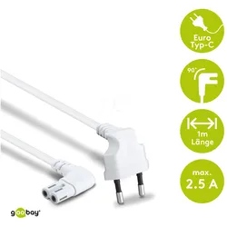GOOBAY 97347 - Anschlusskabel Eurostecker beidseitig abgewinkelt, 1 m, Weiß