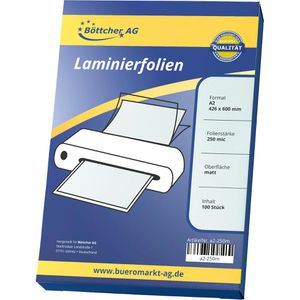 Böttcher-AG Laminierfolien Premium, DIN A2, 250 mic, matt, wasserabweisend & blendfrei, 100 Stück
