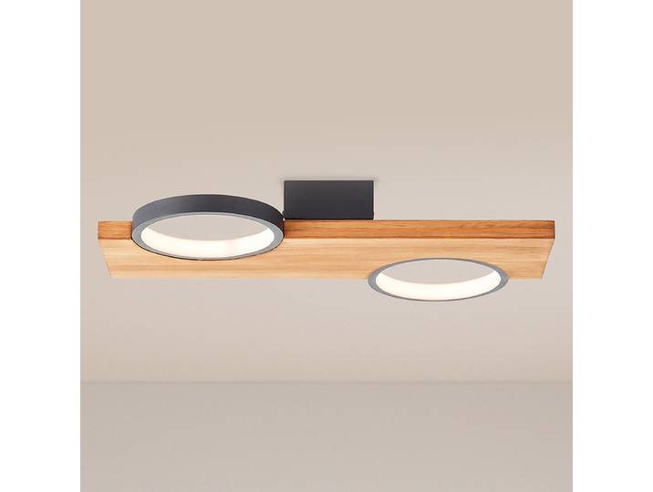 Deckenleuchte 40 x 5 x 25cm Braun 2 Eisen, lackiert Monterey-Kiefer, naturbelassen Nicht austauschbare LEDs LED-Platine