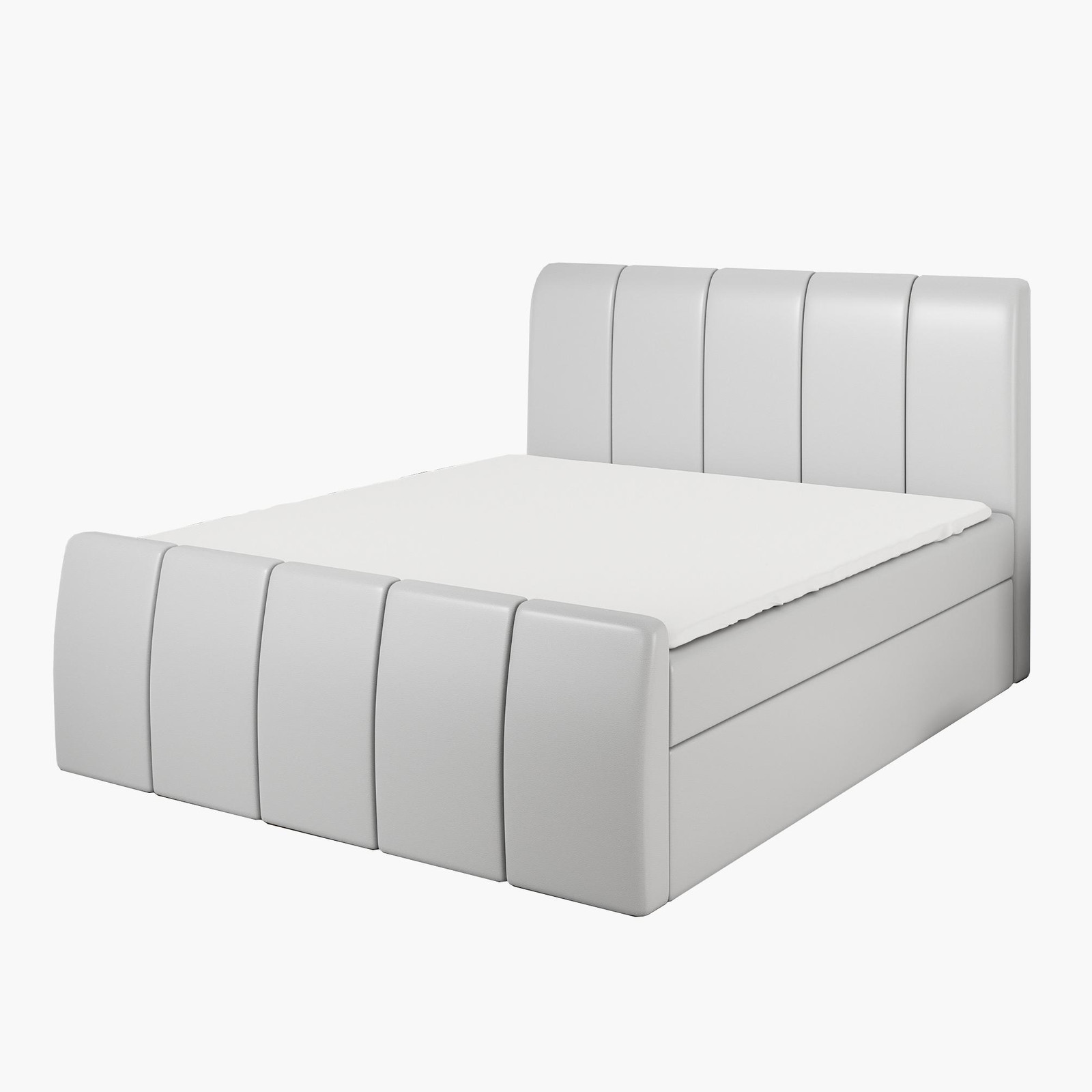 Mebloland Boxspringbed KARIS 180x200 cm met bedopslag, toplaag en gestoffeerd hoofdeinde, Lichtgrijs