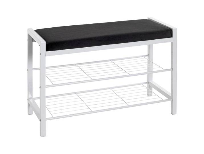 Garderobenbank, Schwarz, Weiß, Metall, Füllung: Schaumstoff, 75x50x32 cm, Abstellfläche, Garderobe, Garderobenbänke, Schuhbänke