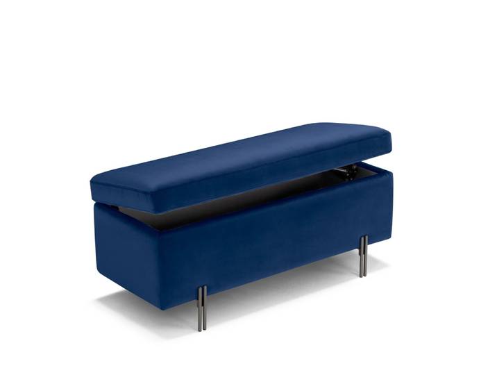 Banc conteneur fabriqué en Italie en velours bleu 110x45 cm