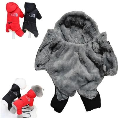 Uplifted Goods Waterproof Winter Dog Jumpsuit With Hood luck Black m