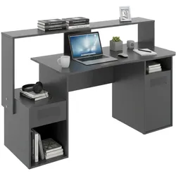 Dmora Schreibtisch Manos, moderner Multifunktions-Gaming-Schreibtisch, Studiertisch für PC und CD-Halter, Anthrazit, ohne LED-Leuchten