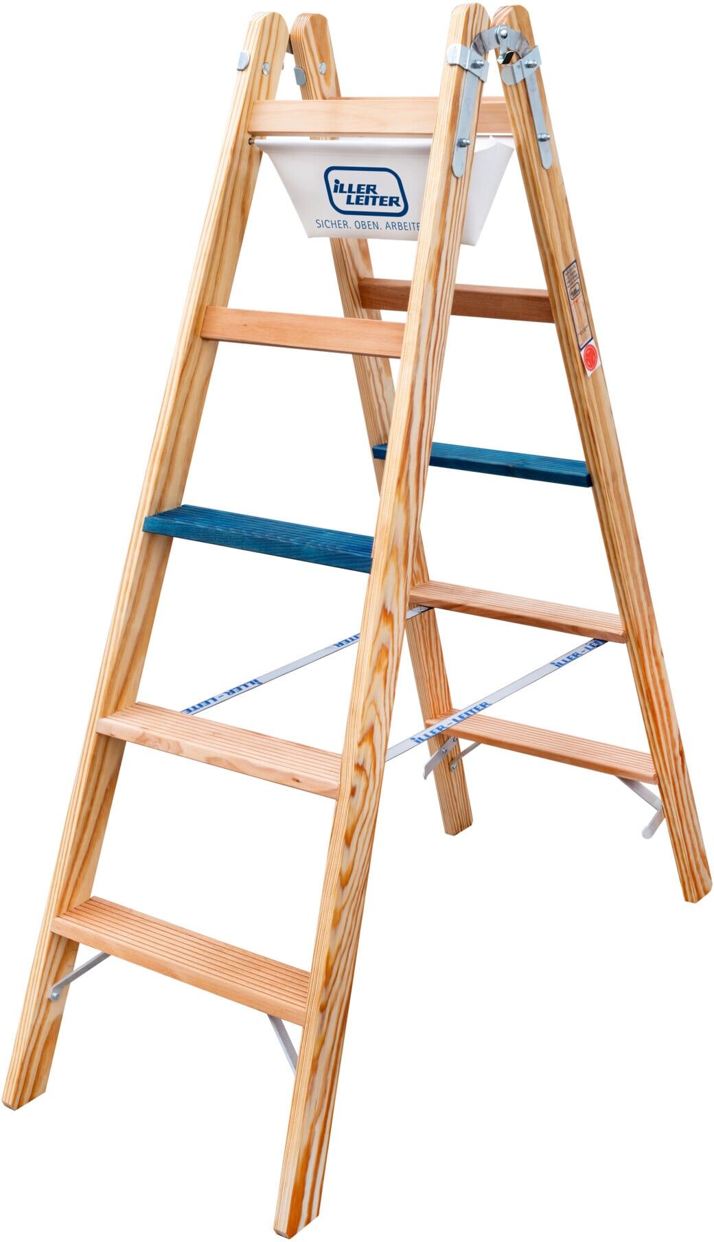 ILLER-LEITER Holz Stufen Stehleiter ERGO Plus 2x7 2107-7 ; Iller Leiter)
