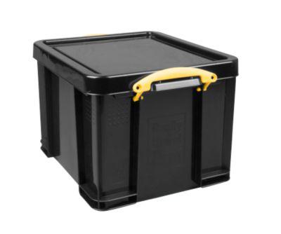 Really Useful Boxes Aufbewahrungsbox, 64L, schwarz, Griffe gelb