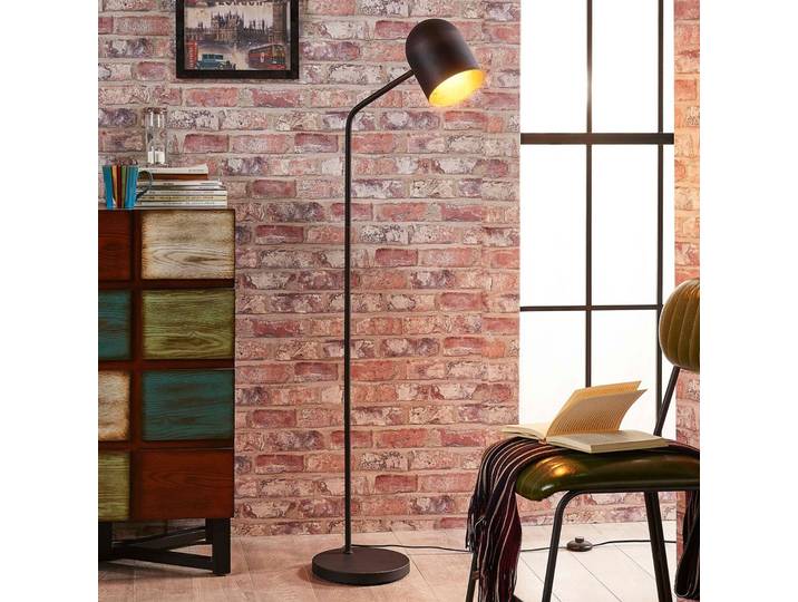 Morik Stehleuchte Black/Gold - Lindby - Wohnzimmer - Modern - Metall - Einflammig