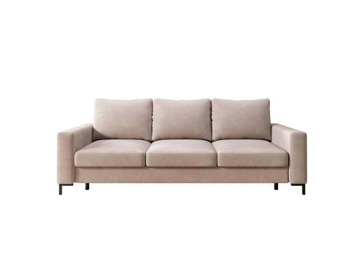 Dreisitziges Schlafsofa Mokpeo mit Stauraum, beige Samt
