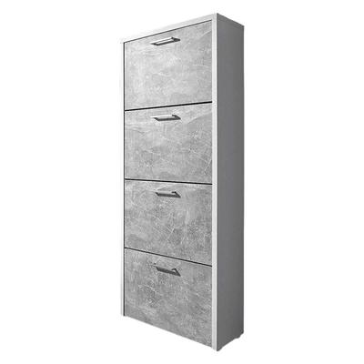 moebel-dich-auf Schuhkipper FULDA 2 in weiß / Strukturbeton, 4 Klappen, Doppelwalze, 64 cm breit