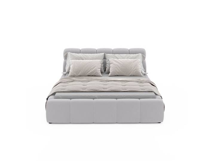 Lit coffre 180x200 cm JULIA effet bubble tissu gris clair