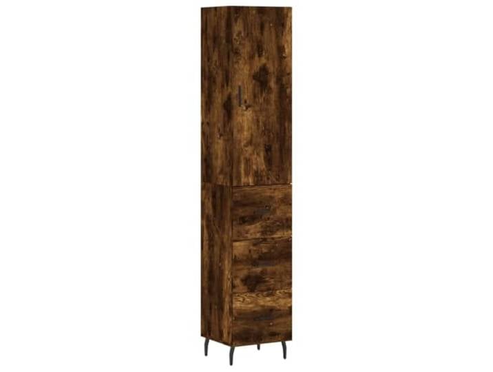 Kaorsrow Highboard Räuchereiche 34,5x34x180 cm Holzwerkstoff Schrank Schlanker Mehrzweckschrank in Räuchereiche-Optik mit Metallfüßen für Wohnzimmer und Flur. Viel vertikaler Stauraum.