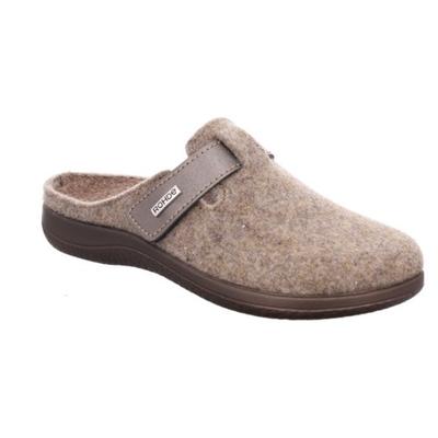 Pantoffel ROHDE "Bari", Damen, Gr. 38, Filz, beige (beige, meliert), Schuhe, Hausschuh, Clog mit Klettverschluss-Riemchen