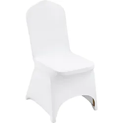 VEVOR Stuhlhussen aus Elastischem Spandex für Klappstühle, Universell Passender, Gewölbter Vorderbezug, Abnehmbare & Waschbare Schonbezüge, für Hochzeit, Bankett, Party, Feier, Essen (50 Stück, Weiß)