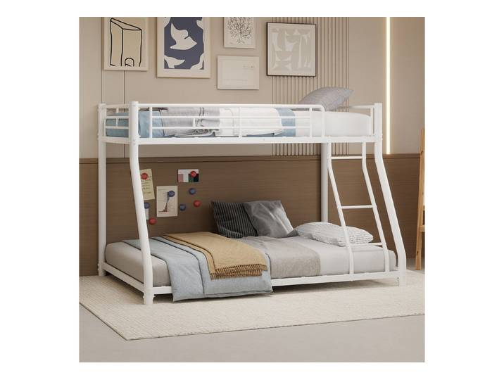 OKWISH Etagenbett Robuster Metall-Etagenbett (mit stabilem Metallrahmen, ausgestattet mit Leiter und durchgehenden Sicherheitsgeländern., 90 x 190 über 140 x 190 Etagenbett)