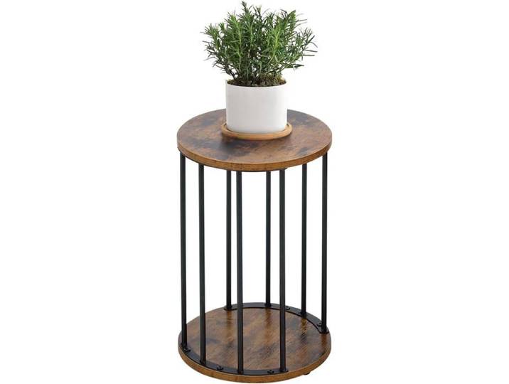 Support rond pour plantes en métal 45cm Support Solide et Robuste Pour Fleurs pour Salon Jardin Balcon Tabouret pour Fleurs en Bois