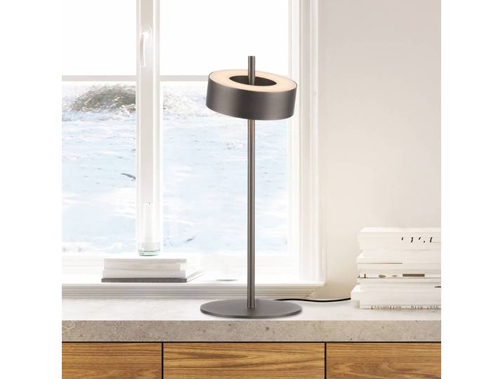 Q-Smart-Home Paul Neuhaus Smart-LED-Tischlampe Q-Rotate dunkelbraun 40 cm Q-Rotate, dimmbar, braun / rost, für Wohn- / Esszimmer, Aluminium, Modern