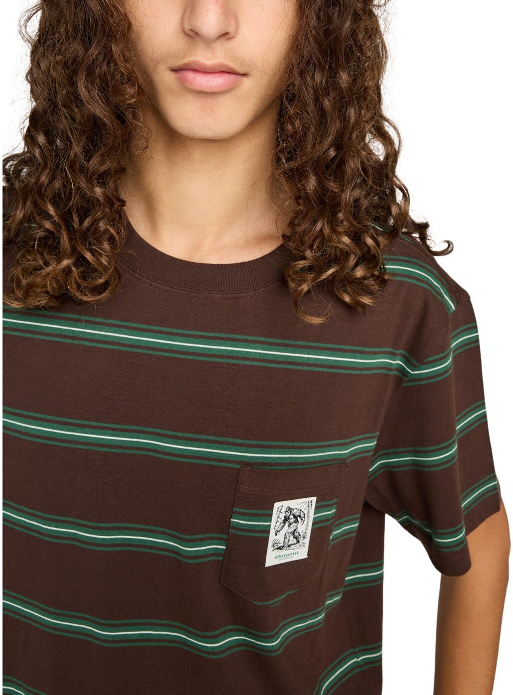 Rundhalsshirt ELEMENT "Bigfoot Pocket Label", Herren, Gr. XS, braun (bigfoot java stripe), Obermaterial: 100% Baumwolle., Shirts Rundhalsshirt bigfoot java stripe XS