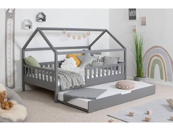TiCAA Kinderbett Hausbett Kay inkl. Zubehör