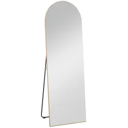 HOMCOM Ganzkörperspiegel Gewölbt Wandmontage Anlehnbar Freistehend Rahmenlos 50 x 150 cm Goldton