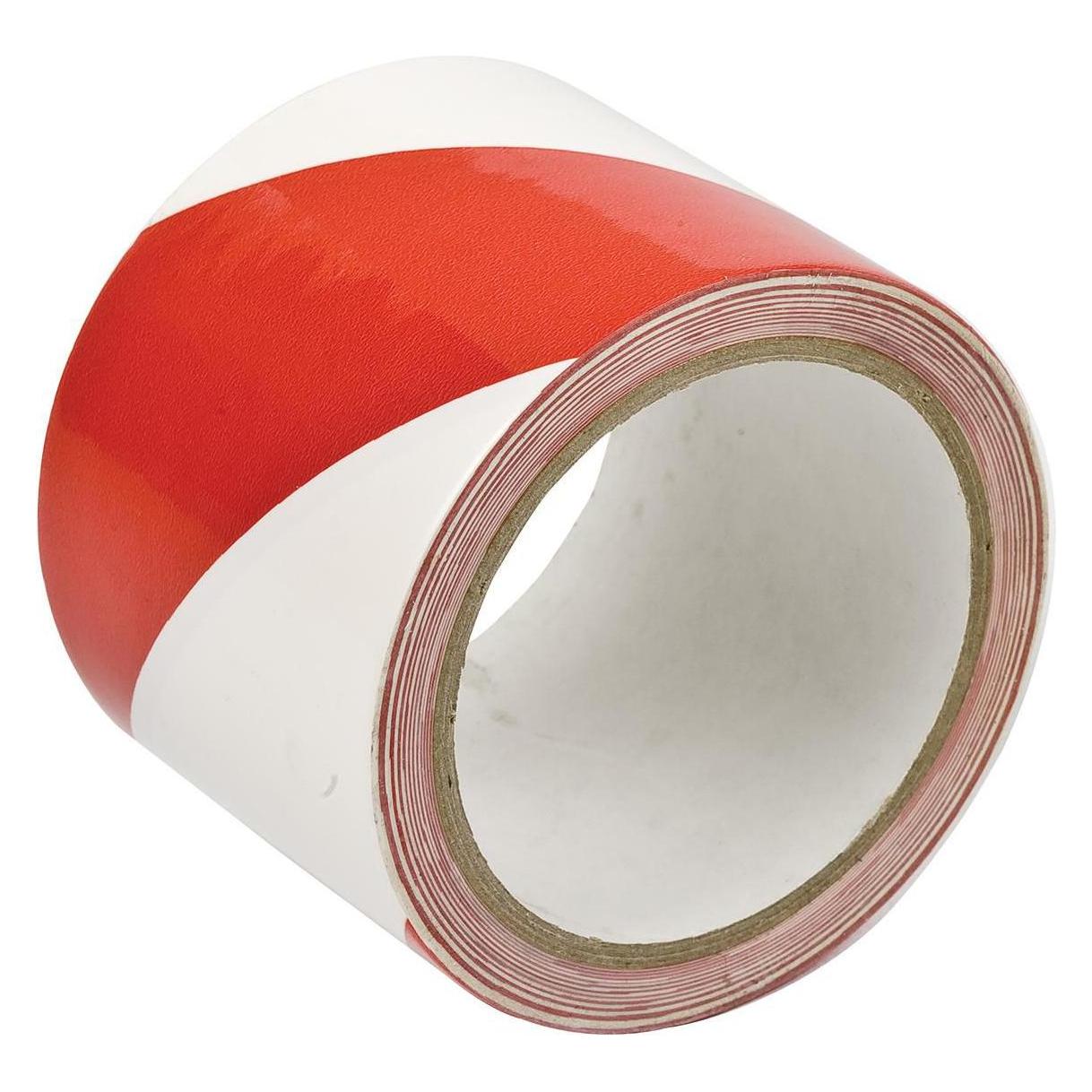Brady WS8V-RD/WT, B-7530, selbstklebendes Warnband, PVC, Rot/Weiss, 75mm x 33m, permanent (1 Rolle) (255297)