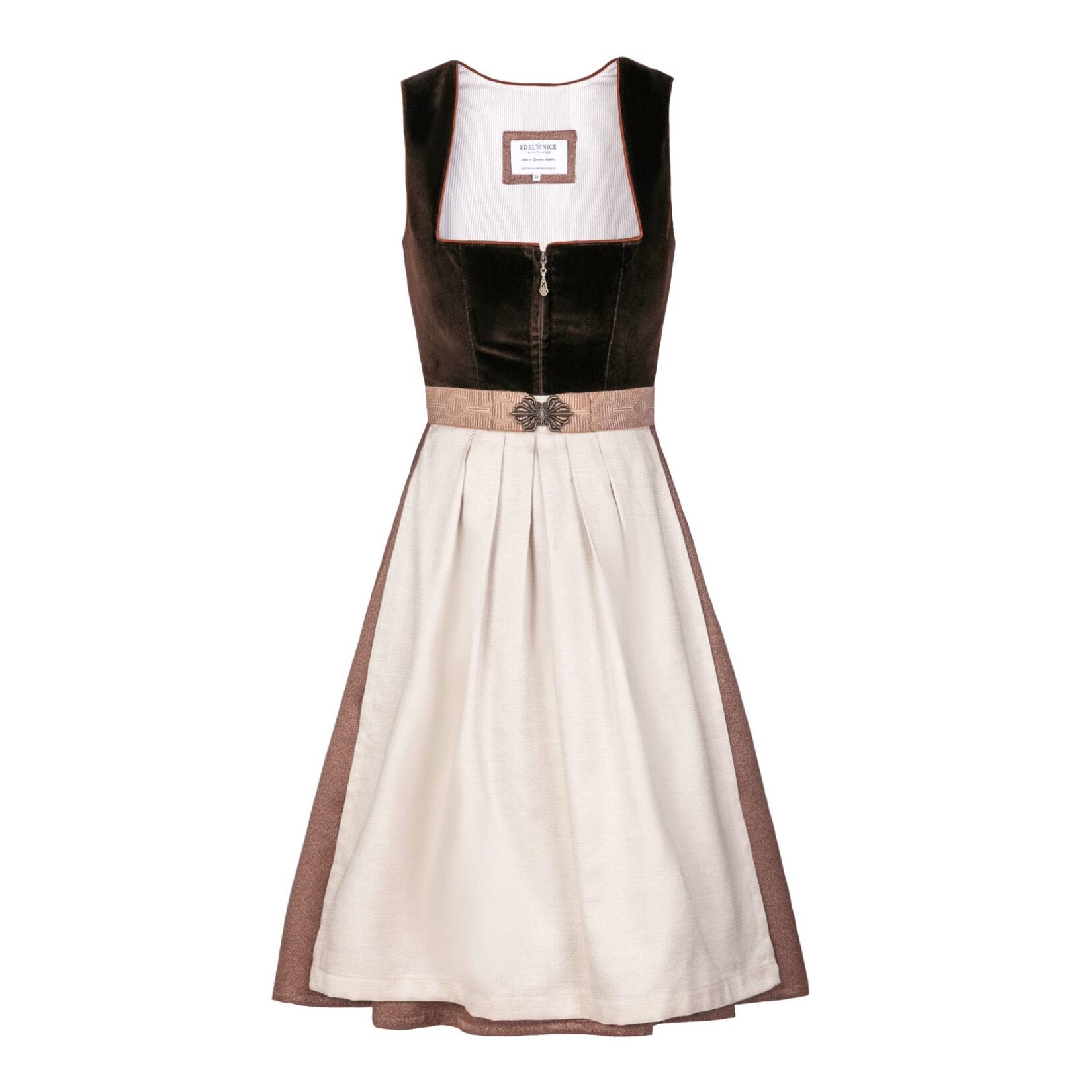 Midi Dirndl Theresie Samt Braun