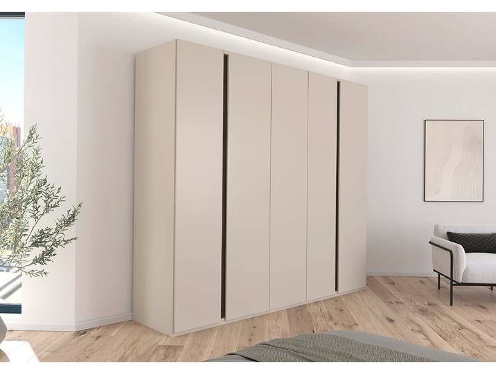Drehtürenschrank Luana 251cm ohne Beleuchtung Beige/Kaschmir/Eiche Havanna Dekor Basic