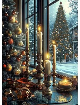 Inspired Finds Classic Santa Claus Christmas Canvas Wall Art Festive Holiday Poster Decor 11.81x15.75in window Candle Glow