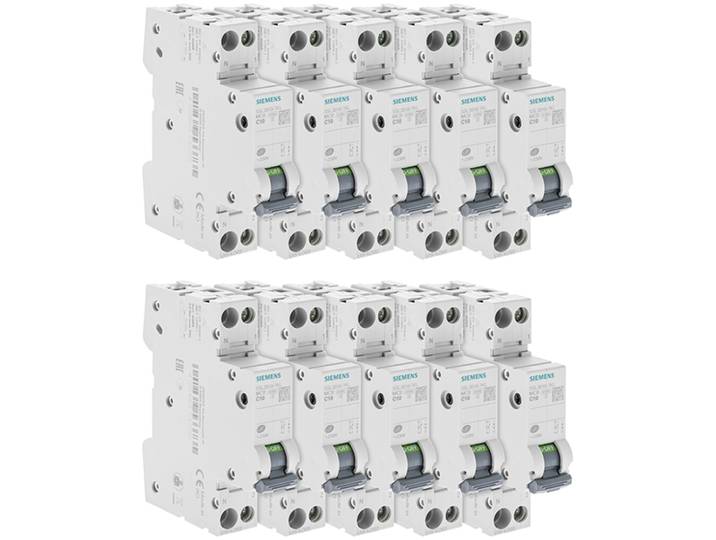 Siemens - Lot De 10 Disjoncteurs Électriques Phase + Neutre 10a