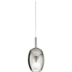 Pendelleuchte aus rauchfarbenem, verspiegeltem Borosilikatglas mit E27-Fassung, Durchmesser 17 cm, Höhe 36,5 cm, 300 cm Kabel – Perenz
