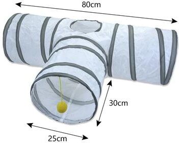 Inspired Finds Foldable White Cat Tunnel Toy For Interactive Indoor Play t Shape Tunnel