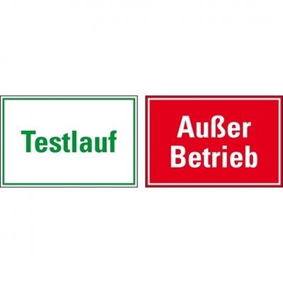 Schild I Doppelseitiges Magnetschild Testlauf - Außer Betrieb, Magnetfolie, 150x100mm
