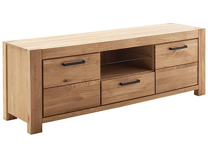 Lowboard MCA LIVING Silias TV-Lowboard , beige (naturfarben), B:192cm H:65cm T:50cm, Holzwerkstoff, Massivholz, Sideboards, Lowboard, Schubkastenführung gedämpft