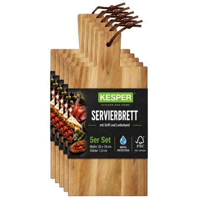 Servierbrett KESPER "Schneidbrett, Akazie, FSC", natur, B:35cm H:1,5cm L:18cm, Akazienholz, Schneidebretter, 5er Set
