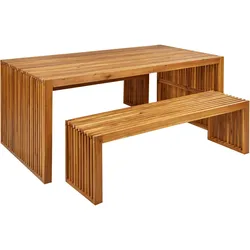 GARTENMÖBEL SET 6-Sitzer Akazienholz hellbraun 3-teilig Sulzano