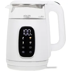 Adler AD 1305 elektrischer Wasserkocher weiss/silbern, Wasserkocher, Silber, Weiss
