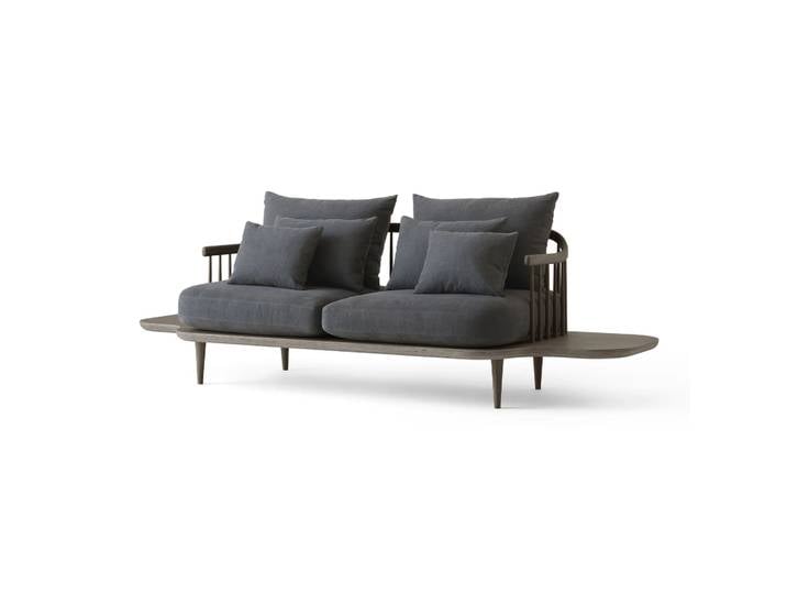 &Tradition Fly SC3 Sofa Stoff hot madison 093 dunkelgrau, Eicheholzgestell rauch geölt und Beistelltisch