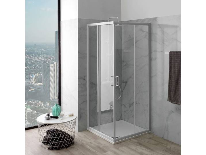 Kiamami Valentina - Paroi De Douche Quadrato 80x80 Avec Profils Blancs Venere