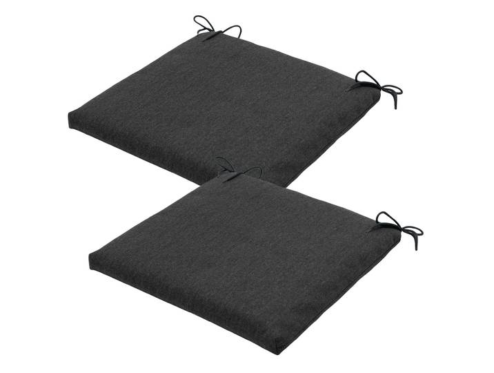 Stuhlkissen Outdoor 2er-Set Bändchen, Sitzkissen wasserabweisend, dunkelgrau, 40 x 40 cm
