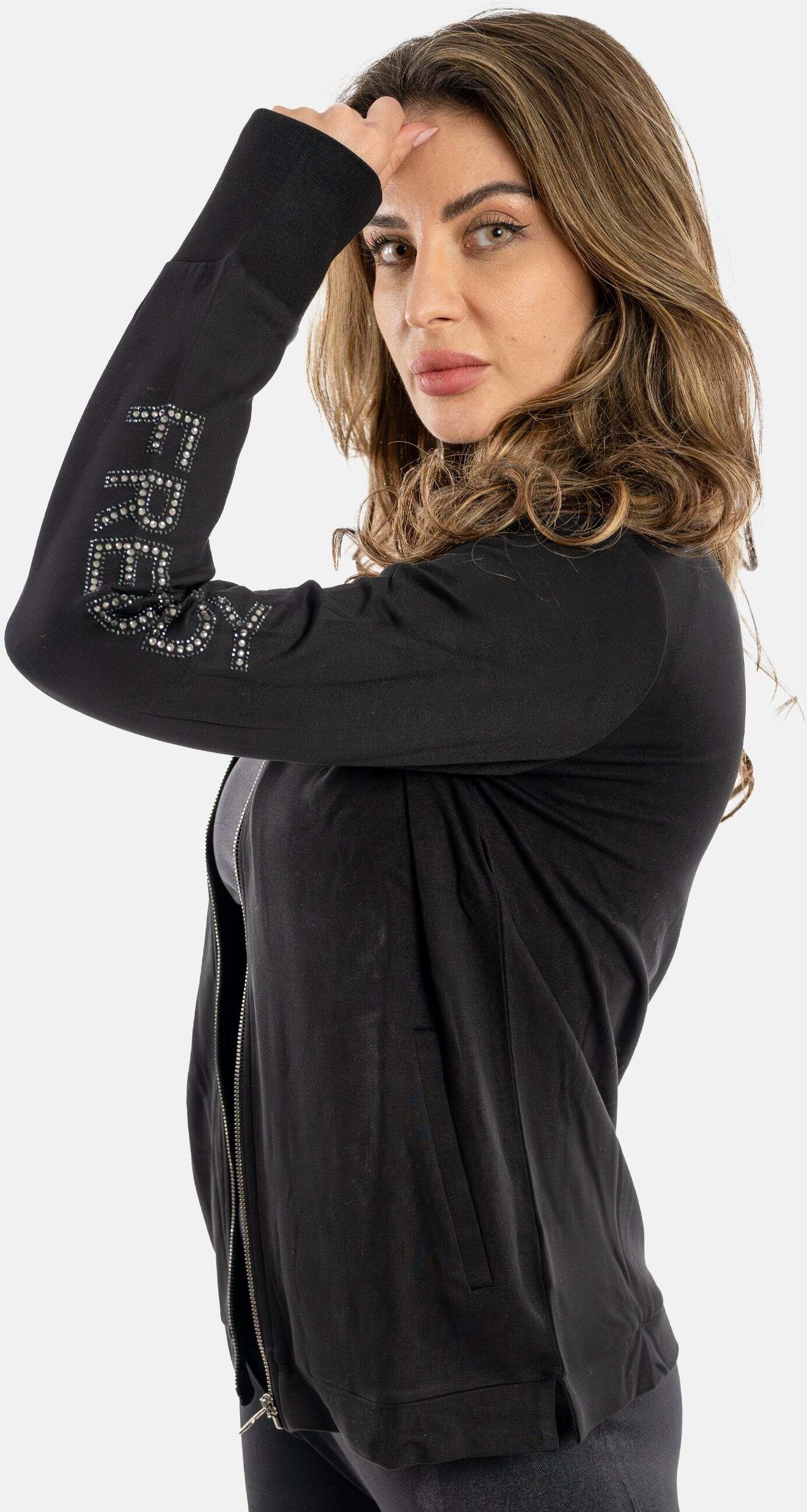 Sweatshirt FREDDY "Pullover F4WCXS4", Damen, Gr. XS, schwarz, Obermaterial: 95% Viskose CV. 5% Elasthan EL., Sweatshirts Sweatshirt schwarz XS