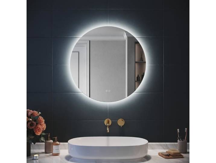 SIRHONA Miroir Rond Lumineux Salle de Bain LED avec Anti-buée Température de couleur réglable 60cm